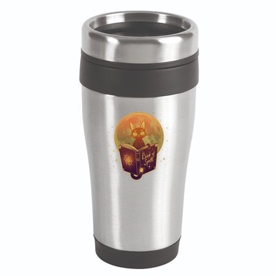 Cute Mystical Halloween Book Of Spells Cat 16oz Travel Tumbler