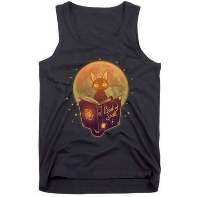Cute Mystical Halloween Book Of Spells Cat Tank Top