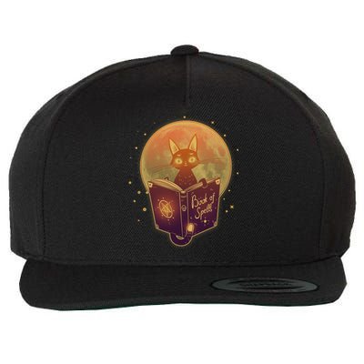 Cute Mystical Halloween Book Of Spells Cat Wool Snapback Cap