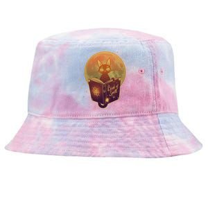 Cute Mystical Halloween Book Of Spells Cat Tie-Dyed Bucket Hat