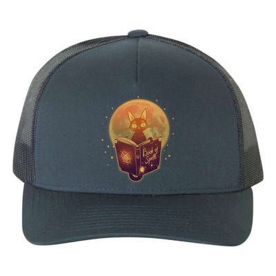 Cute Mystical Halloween Book Of Spells Cat Yupoong Adult 5-Panel Trucker Hat