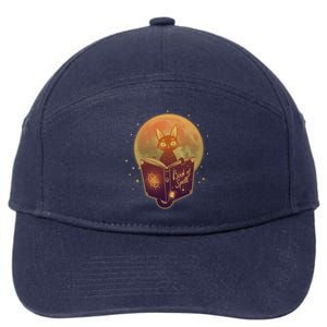 Cute Mystical Halloween Book Of Spells Cat 7-Panel Snapback Hat