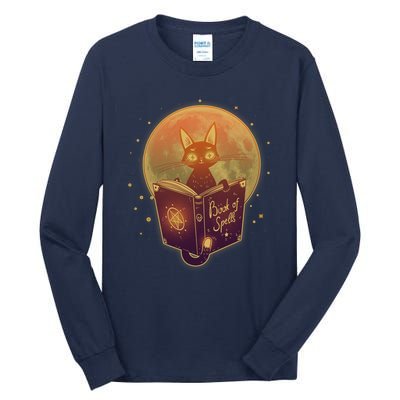 Cute Mystical Halloween Book Of Spells Cat Tall Long Sleeve T-Shirt