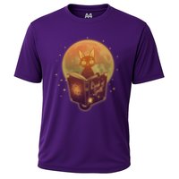 Cute Mystical Halloween Book Of Spells Cat Cooling Performance Crew T-Shirt