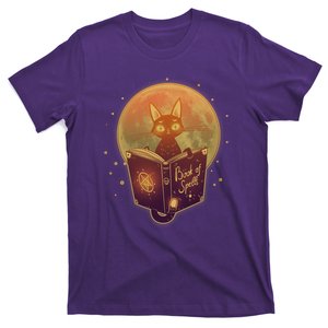 Cute Mystical Halloween Book Of Spells Cat T-Shirt