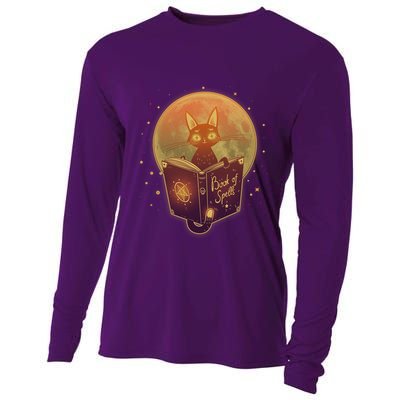 Cute Mystical Halloween Book Of Spells Cat Cooling Performance Long Sleeve Crew