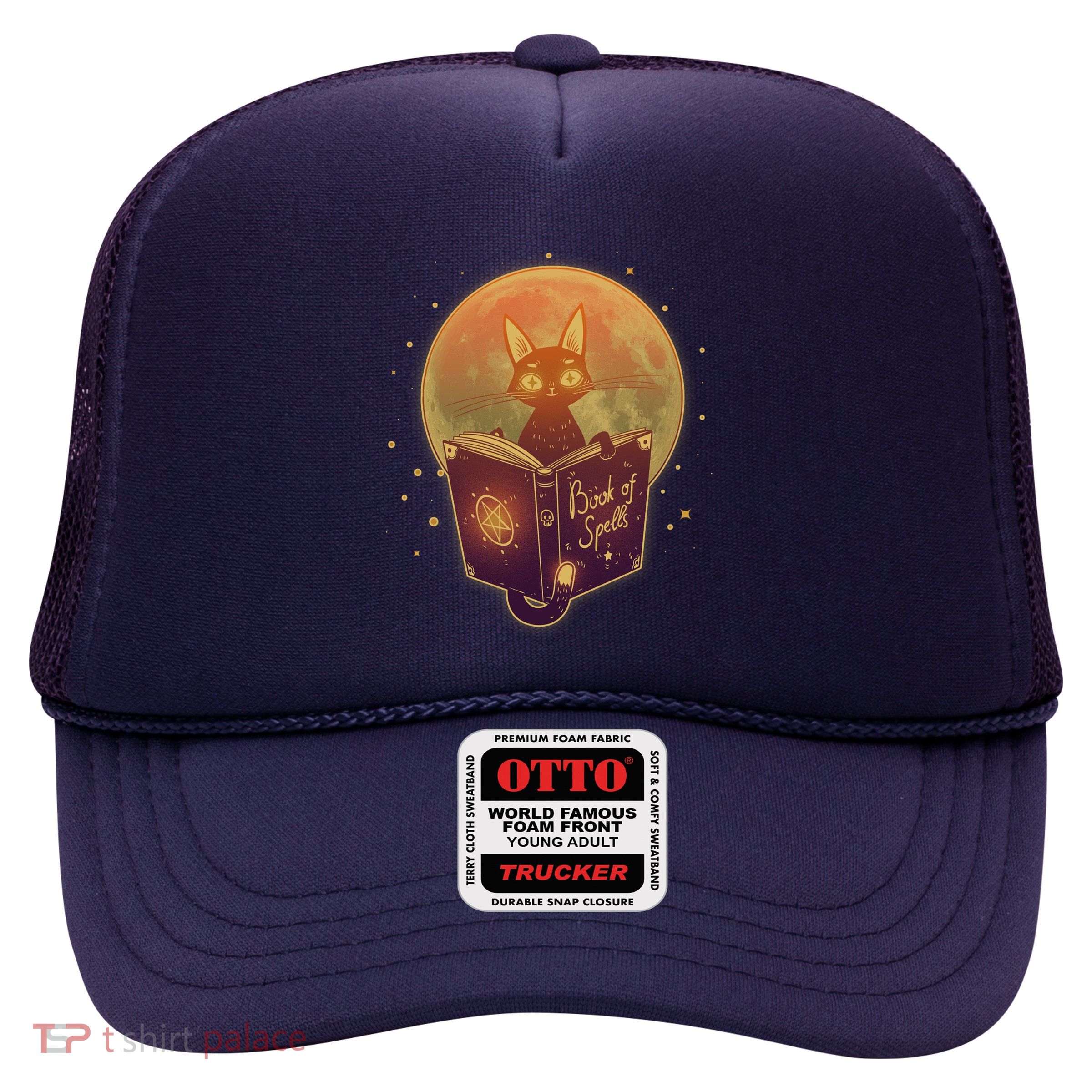 Cute Mystical Halloween Book Of Spells Cat Trucker Hat