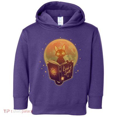 Cute Mystical Halloween Book Of Spells Cat Toddler Hoodie