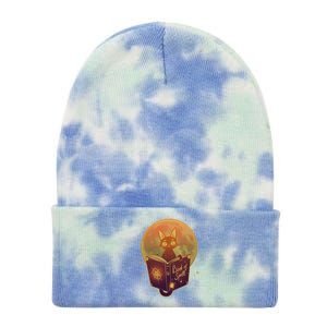 Cute Mystical Halloween Book Of Spells Cat Tie Dye 12in Knit Beanie