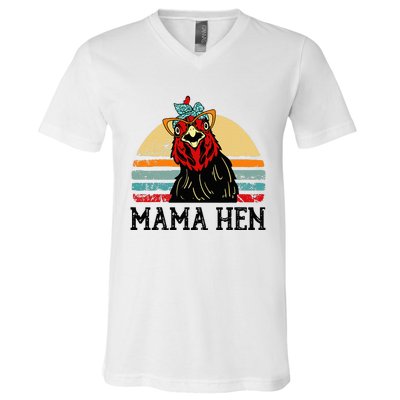 Chickenshirt Mama Hen Mother Day Gift Funny Farm Mom V-Neck T-Shirt