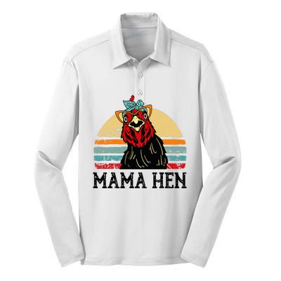 Chickenshirt Mama Hen Mother Day Gift Funny Farm Mom Silk Touch Performance Long Sleeve Polo