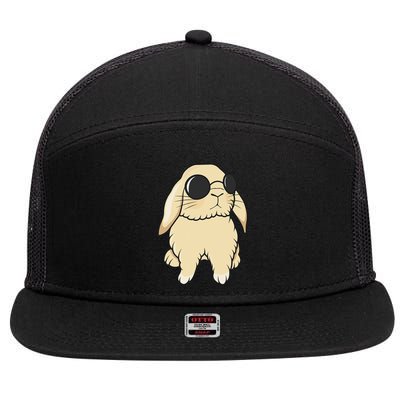 Cute Mini Holland Lop Bunny Rabbit Lover Sunglasses Easter 7 Panel Mesh Trucker Snapback Hat