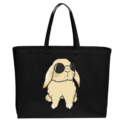 Cute Mini Holland Lop Bunny Rabbit Lover Sunglasses Easter Cotton Canvas Jumbo Tote