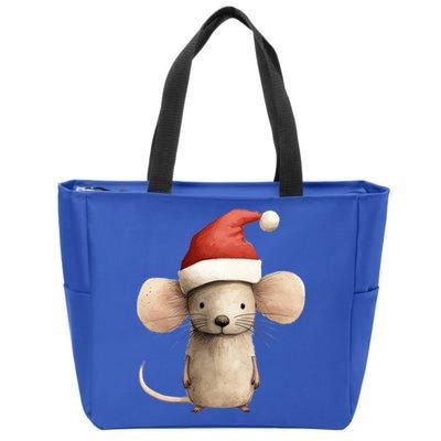 Christmas Mouse In Santa Hat Gift Zip Tote Bag