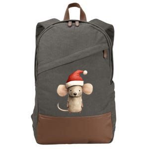 Christmas Mouse In Santa Hat Gift Cotton Canvas Backpack