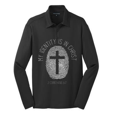 Christian My Identity Is In Jesus Christ Bible Verse Faith Silk Touch Performance Long Sleeve Polo