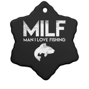 Cute Man I Love Fishing Adult Humor Funny Fish Angler Gift Ceramic Star Ornament