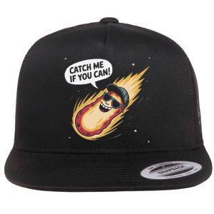 Catch Me If You Can Funny Astronomy Meteor Flat Bill Trucker Hat