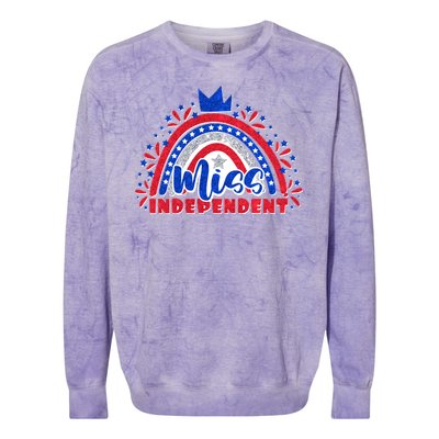 Cute Miss Independent 4th Of July Colorblast Crewneck Sweatshirt