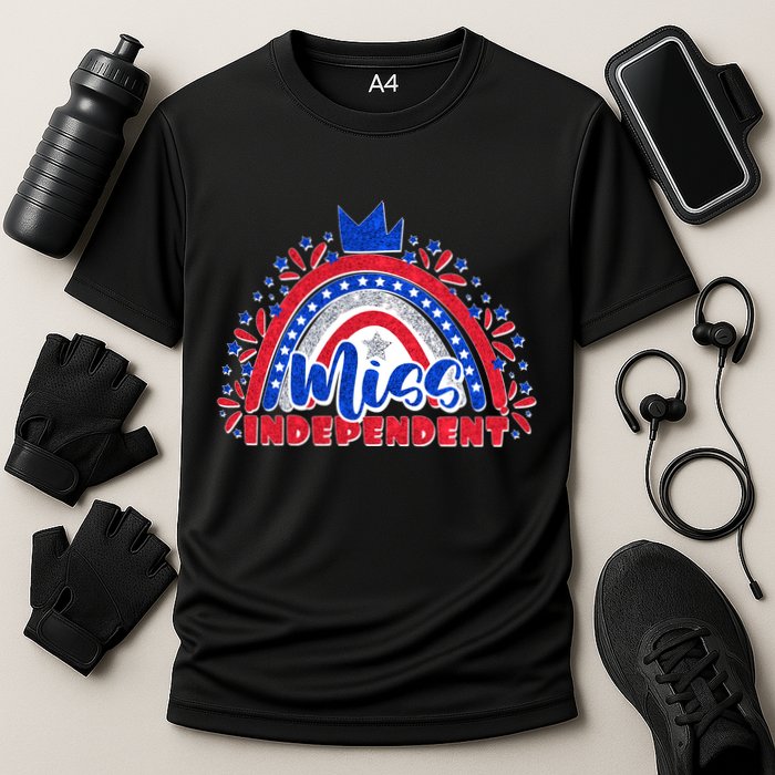 Cute Miss Independent 4th Of July Cooling Performance Crew T-Shirt
