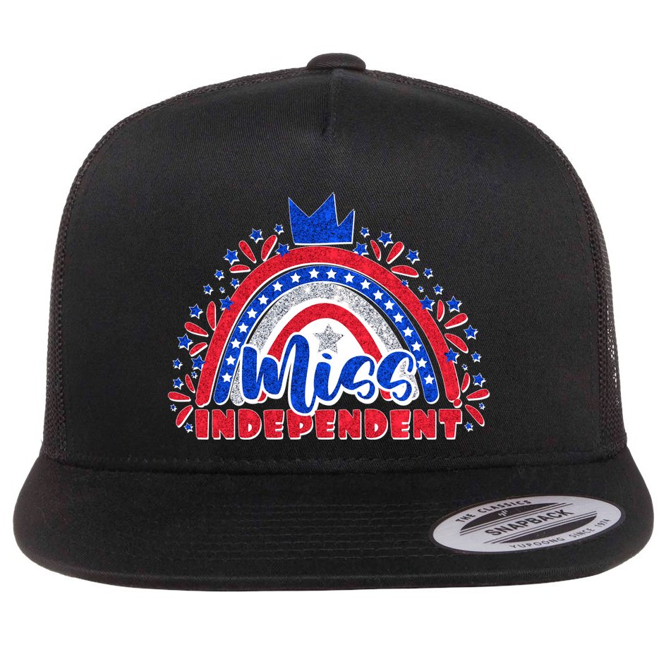 Cute Miss Independent 4th Of July Flat Bill Trucker Hat
