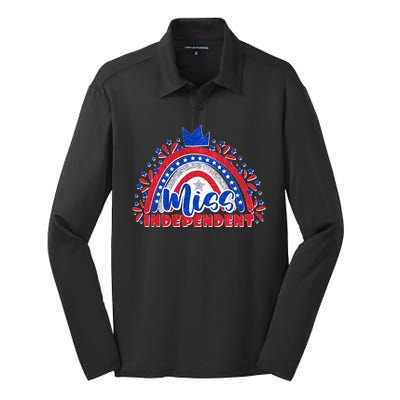 Cute Miss Independent 4th Of July Silk Touch Performance Long Sleeve Polo