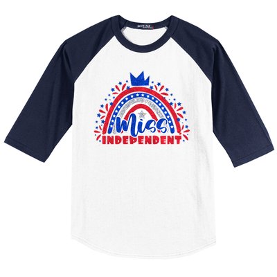 Cute Miss Independent 4th Of July Baseball Sleeve Shirt