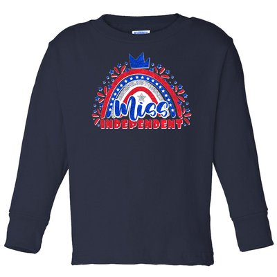 Cute Miss Independent 4th Of July Toddler Long Sleeve Shirt