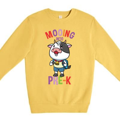 Cow Mooing Into Prek Great Gift Premium Crewneck Sweatshirt