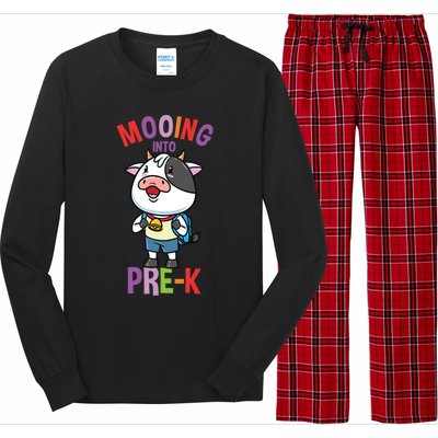 Cow Mooing Into Prek Great Gift Long Sleeve Pajama Set