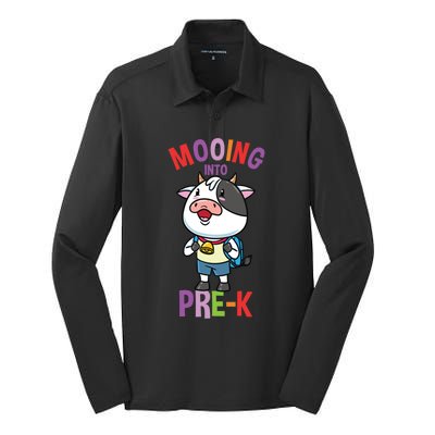 Cow Mooing Into Prek Great Gift Silk Touch Performance Long Sleeve Polo