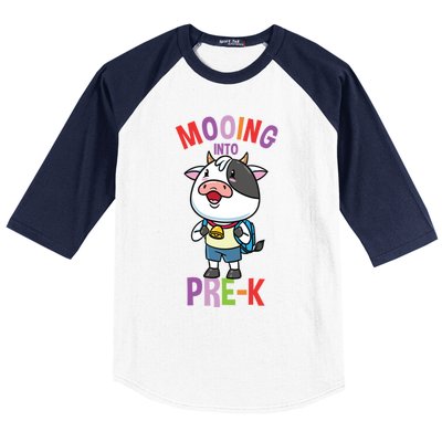 Cow Mooing Into Prek Great Gift Baseball Sleeve Shirt