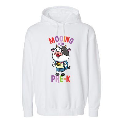 Cow Mooing Into Prek Great Gift Garment-Dyed Fleece Hoodie