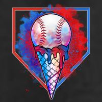 Cute Melting Ice Cream Baseball Ball Home Plate 7 Panel Mesh Trucker Snapback Hat