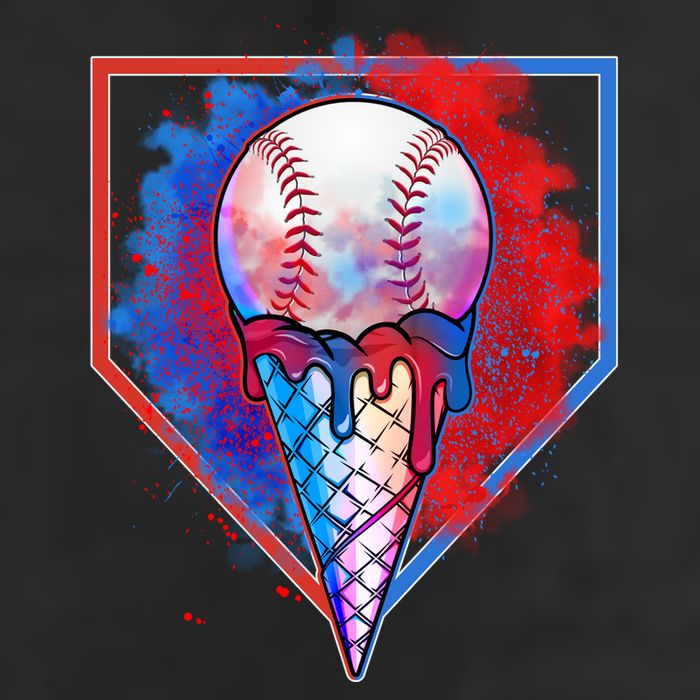 Cute Melting Ice Cream Baseball Ball Home Plate 7 Panel Mesh Trucker Snapback Hat