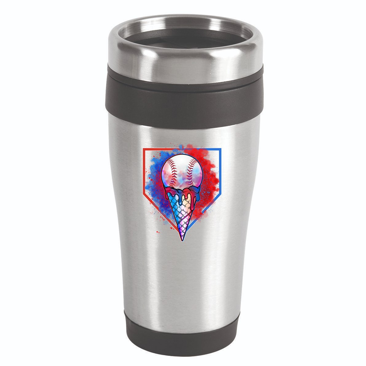 Cute Melting Ice Cream Baseball Ball Home Plate 16oz Travel Tumbler