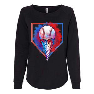 Cute Melting Ice Cream Baseball Ball Home Plate Womens California Wash Sweatshirt