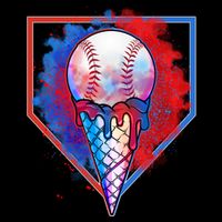 Cute Melting Ice Cream Baseball Ball Home Plate Pom Pom 12in Knit Beanie