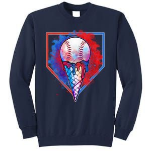 Cute Melting Ice Cream Baseball Ball Home Plate Tall Sweatshirt