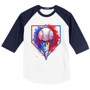 Cute Melting Ice Cream Baseball Ball Home Plate Baseball Sleeve Shirt