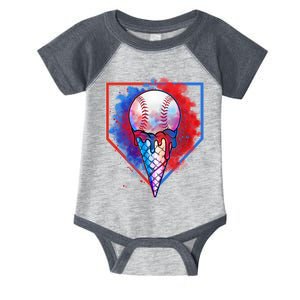 Cute Melting Ice Cream Baseball Ball Home Plate Infant Baby Jersey Bodysuit