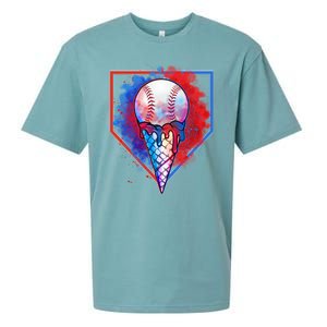 Cute Melting Ice Cream Baseball Ball Home Plate Sueded Cloud Jersey T-Shirt