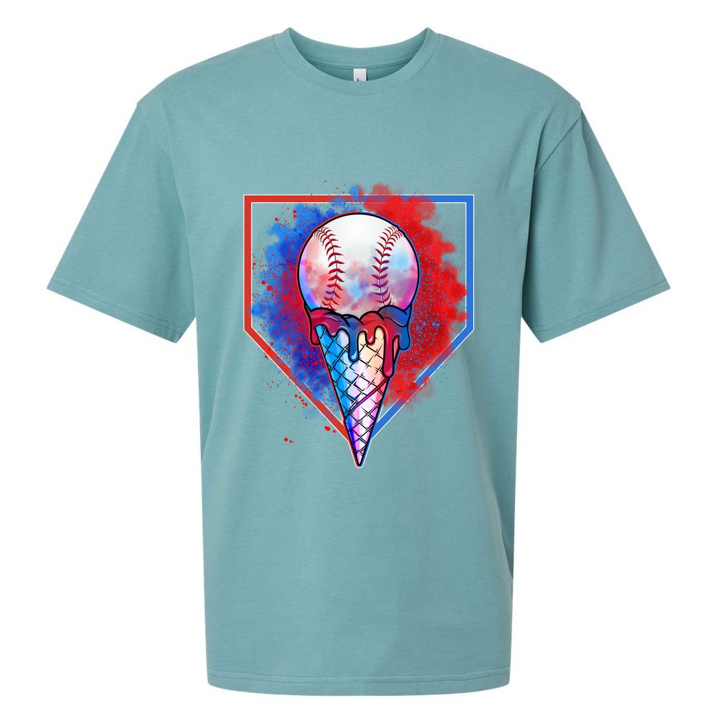 Cute Melting Ice Cream Baseball Ball Home Plate Sueded Cloud Jersey T-Shirt