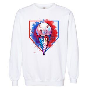 Cute Melting Ice Cream Baseball Ball Home Plate Garment-Dyed Sweatshirt