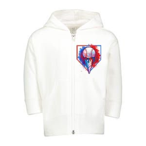 Cute Melting Ice Cream Baseball Ball Home Plate Toddler Zip Fleece Hoodie