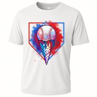 Cute Melting Ice Cream Baseball Ball Home Plate Cooling Performance Crew T-Shirt