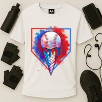 Cute Melting Ice Cream Baseball Ball Home Plate Cooling Performance Crew T-Shirt