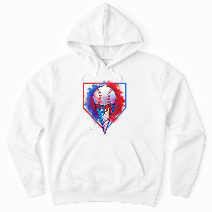 Cute Melting Ice Cream Baseball Ball Home Plate Hoodie