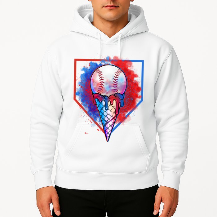 Cute Melting Ice Cream Baseball Ball Home Plate Hoodie