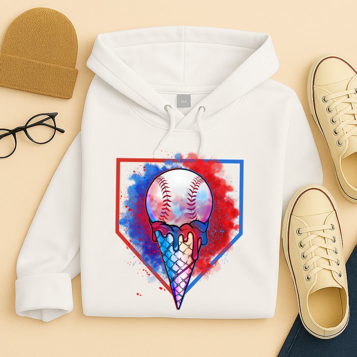 Cute Melting Ice Cream Baseball Ball Home Plate Hoodie